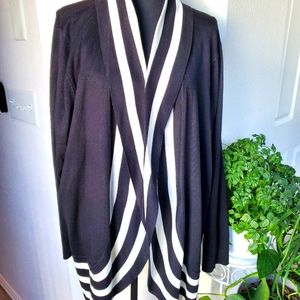 Classic black-and-white striped knit shrug sz 3X